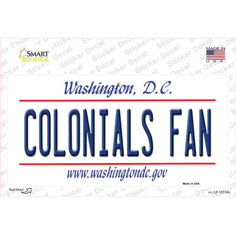 LP-13134s-M Colonials Fan Novelty Sticker Decal, Medium