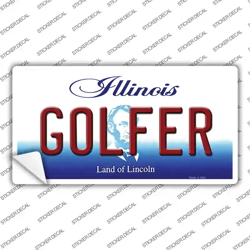 LP-10314s-S Golfer Illinois Novelty Sticker Decal, Small