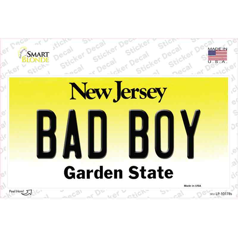 LP-10178s-M Bad Boy   Jersey Novelty Sticker Decal, Medium