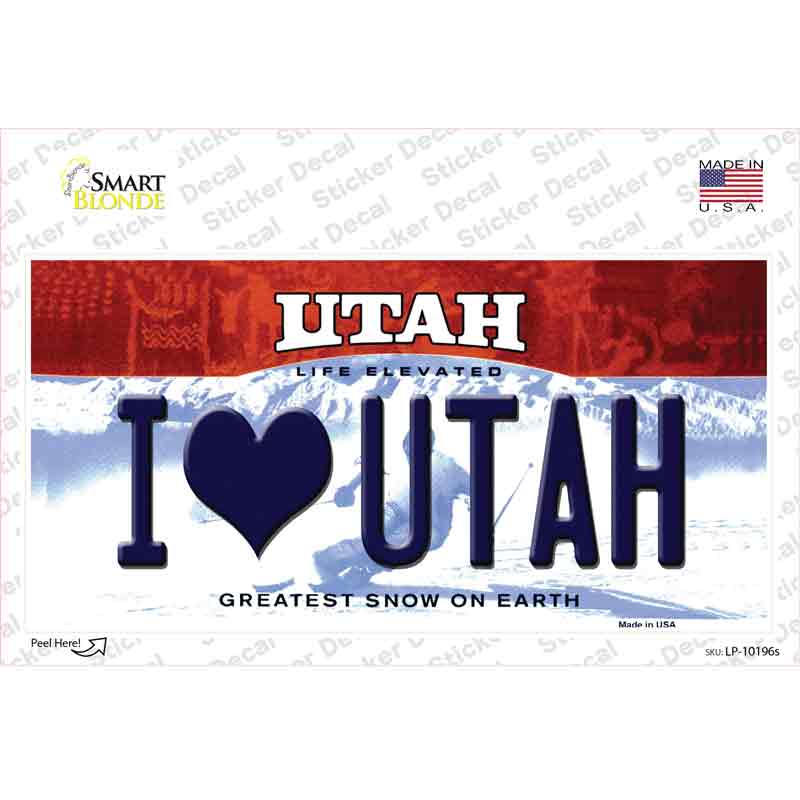 LP-10196s-M I Love Utah Novelty Sticker Decal, Medium