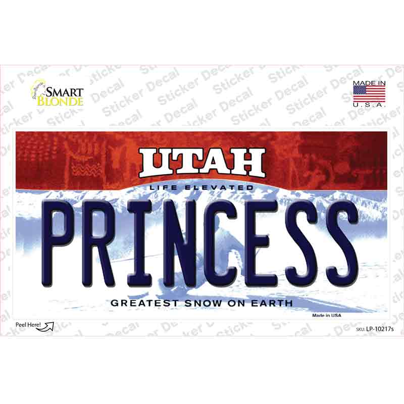 LP-10217s-M Princess Utah Novelty Sticker Decal, Medium