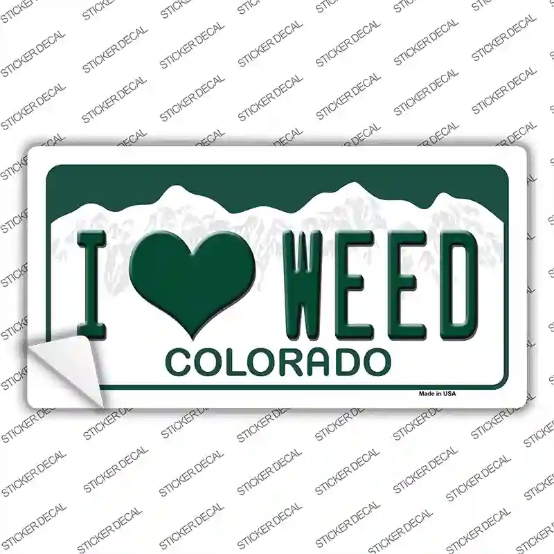 LP-12156s-XL I Love Weed Colorado Novelty Sticker Decal, Extra Large