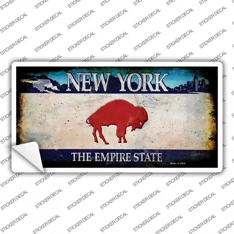 LP-13857s-L Red Buffalo NY Blue Rusty Novelty Sticker Decal, Large