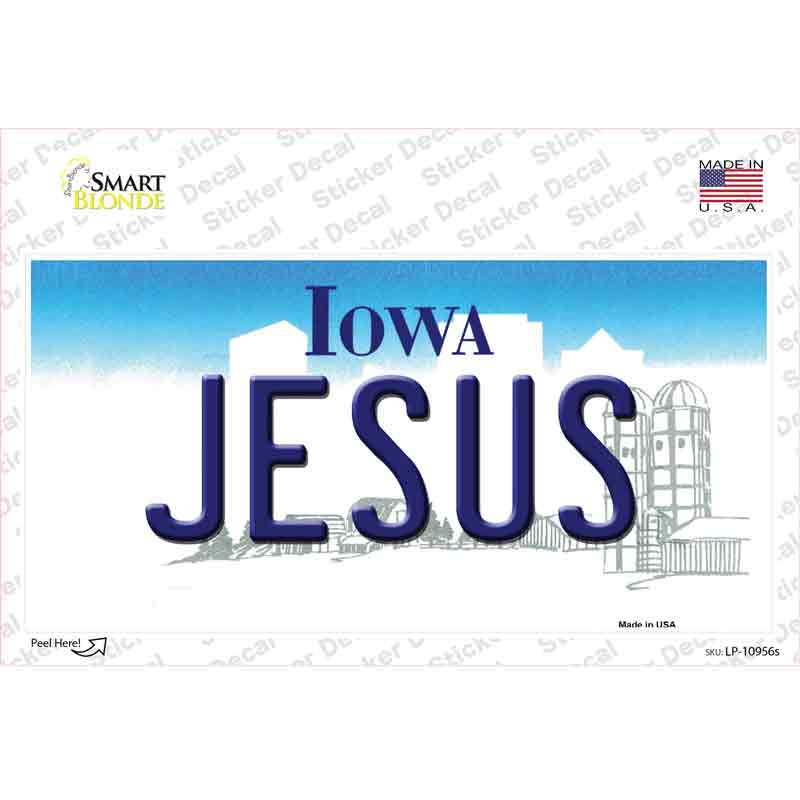 LP-10956s-M Jesus Iowa Novelty Sticker Decal, Medium