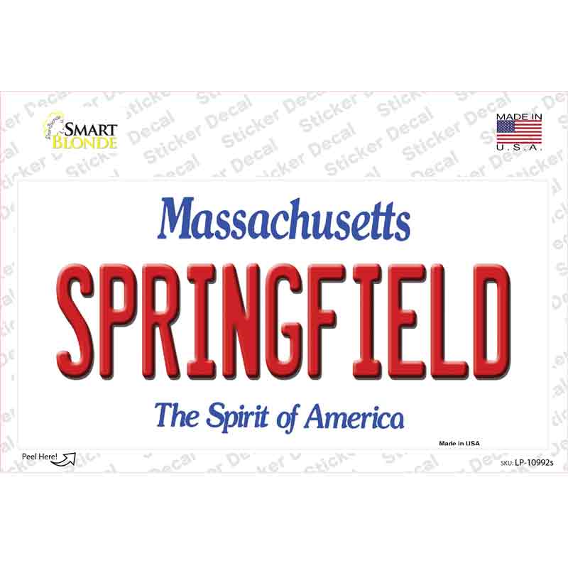 LP-10992s-M Springfield Massachusetts Novelty Sticker Decal, Medium