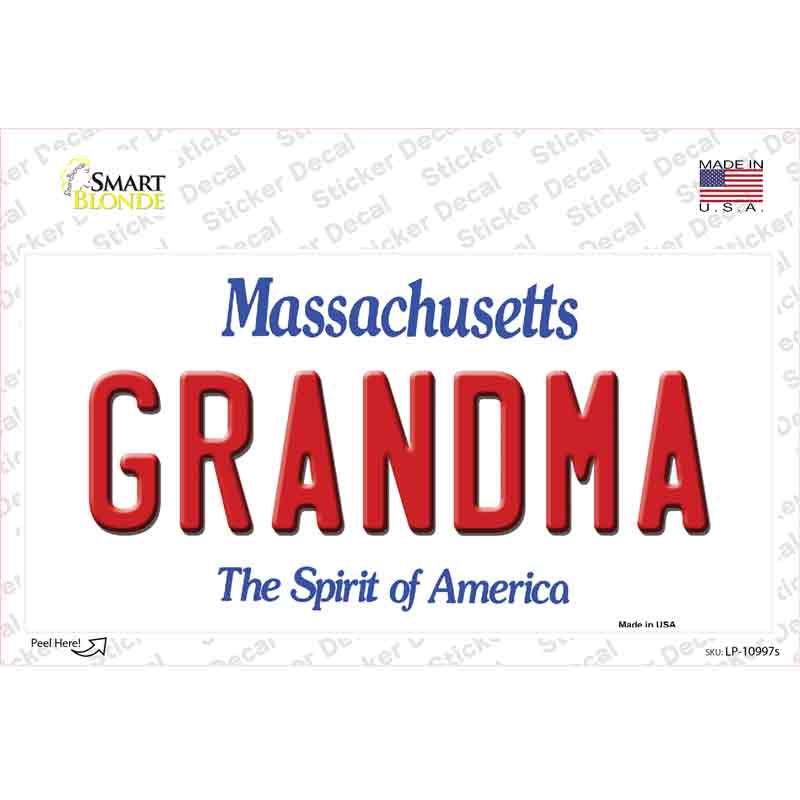 LP-10997s-M Grandma Massachusetts Novelty Sticker Decal, Medium