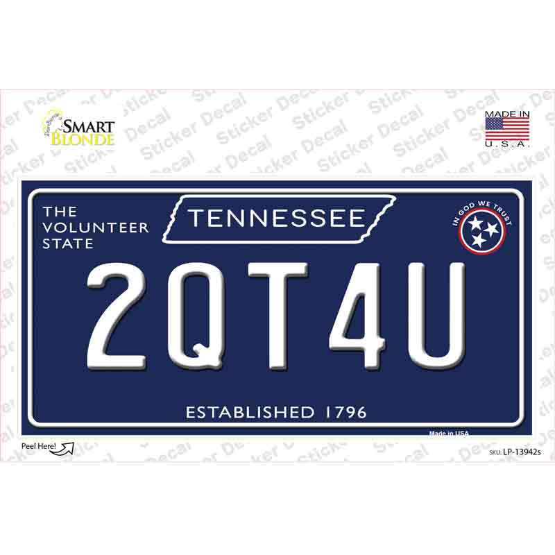 LP-13942s-M 2QT4U Tennessee Blue Novelty Sticker Decal, Medium