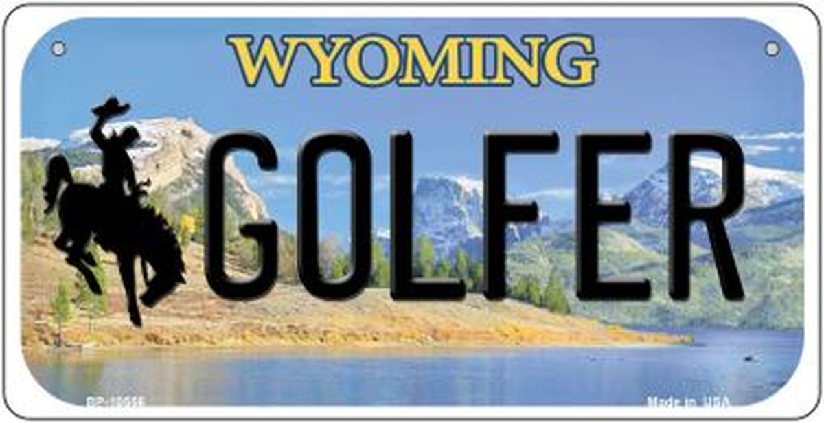Golfer Wyoming Novelty Metal Bicycle Plate BP-10556