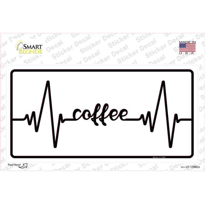 LP-13982s-M Coffee Heart Beat Novelty Sticker Decal, Medium