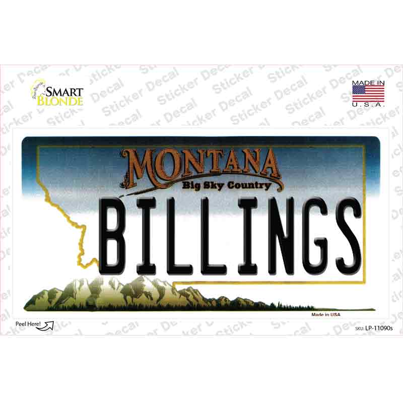 LP-11090s-M Billings Montana State Novelty Sticker Decal, Medium