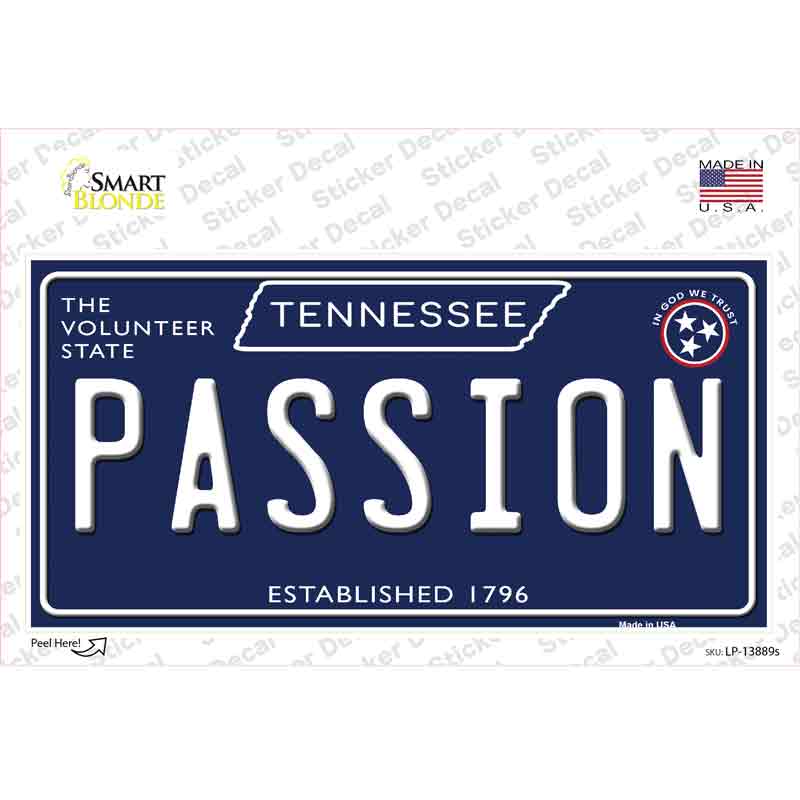 LP-13889s-M Passion Tennessee Blue Novelty Sticker Decal, Medium
