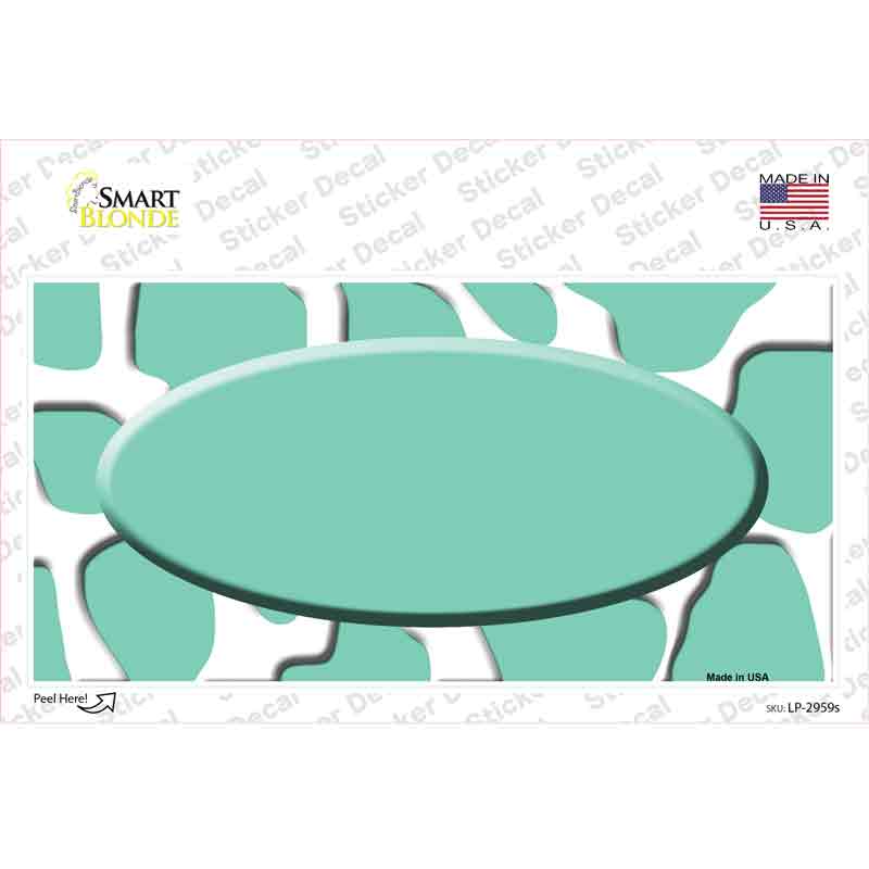 LP-2959s-M Mint White Giraffe Center Oval Novelty Sticker Decal, Medium