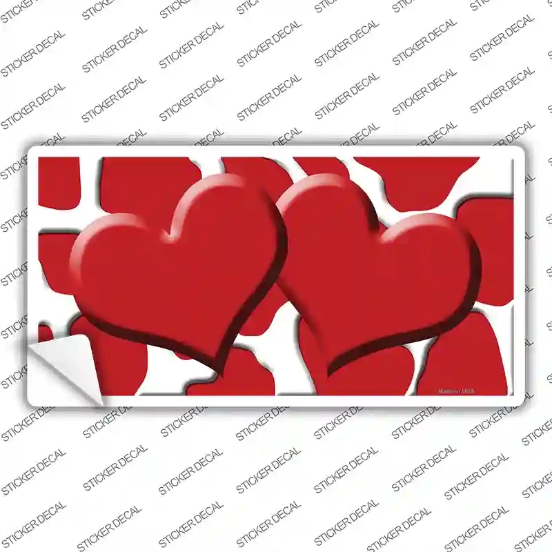 LP-2960s-S Red White Giraffe Centered Hearts Novelty Sticker Decal, Small