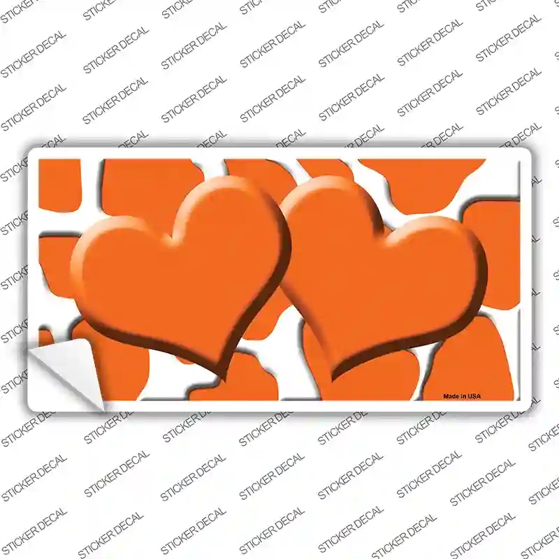LP-2964s-S Orange White Giraffe Centered Hearts Novelty Sticker Decal, Small