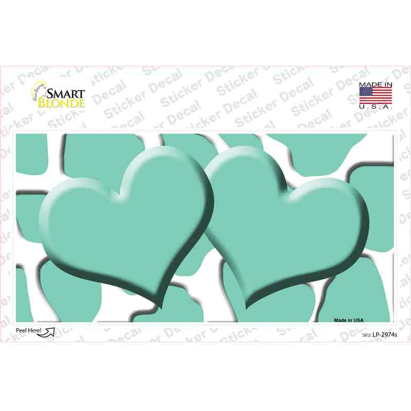 LP-2974s-M Mint White Giraffe Centered Hearts Novelty Sticker Decal, Medium