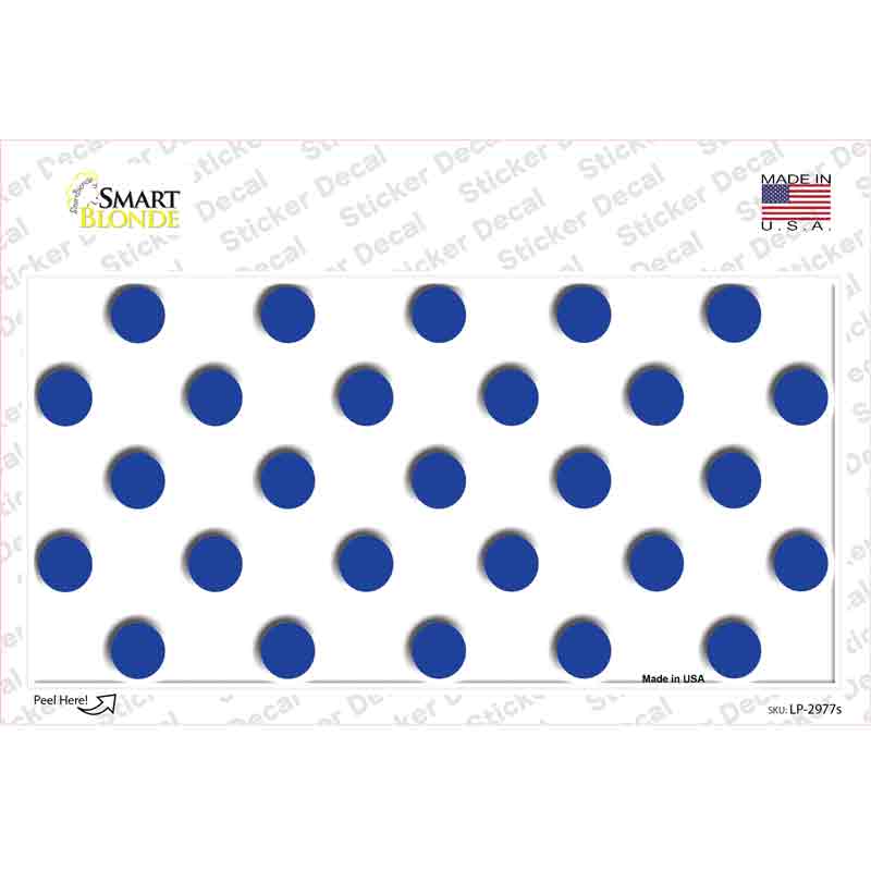 LP-2977s-M Blue White Polka Dot Novelty Sticker Decal, Medium