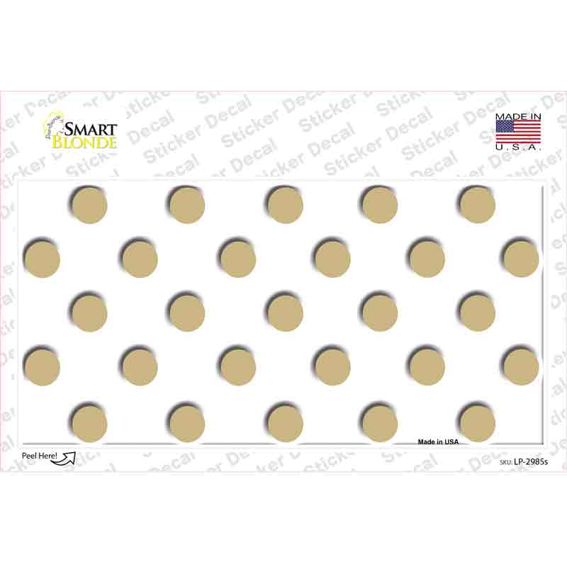 LP-2985s-M Gold White Polka Dot Novelty Sticker Decal, Medium