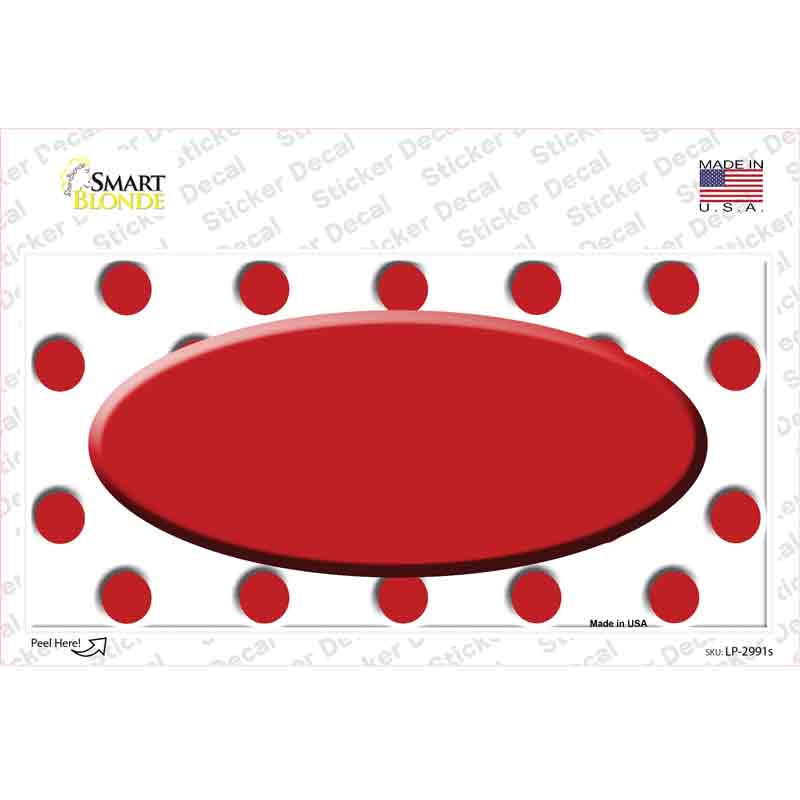 LP-2991s-M Red White Polka Dot Center Oval Novelty Sticker Decal, Medium