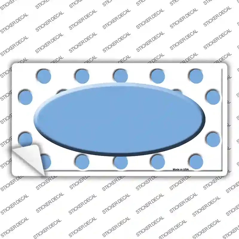 LP-2995s-XL Light Blue White Polka Dot Center Oval Novelty Sticker Decal, Extra Large