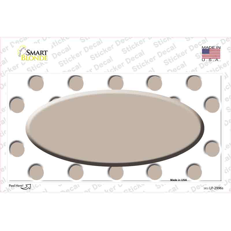 LP-2996s-M Tan White Polka Dot Center Oval Novelty Sticker Decal, Medium