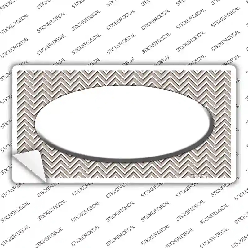LP-2703s-S Tan White Chevon Center Oval Novelty Sticker Decal, Small