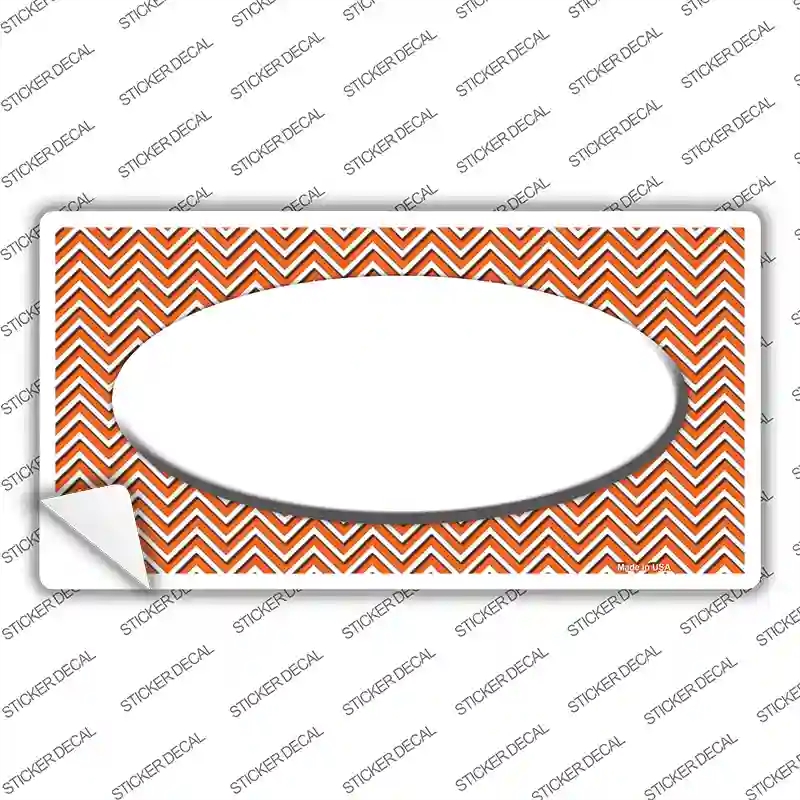 LP-2709s-S Orange White Chevon Center Oval Novelty Sticker Decal, Small