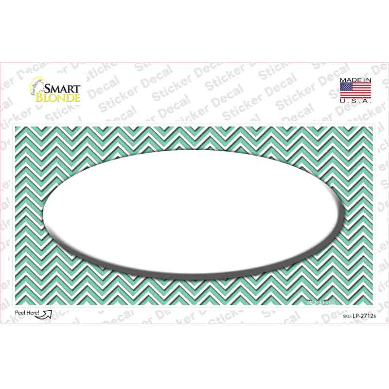 LP-2712s-M Mint White Chevon Center Oval Novelty Sticker Decal, Medium