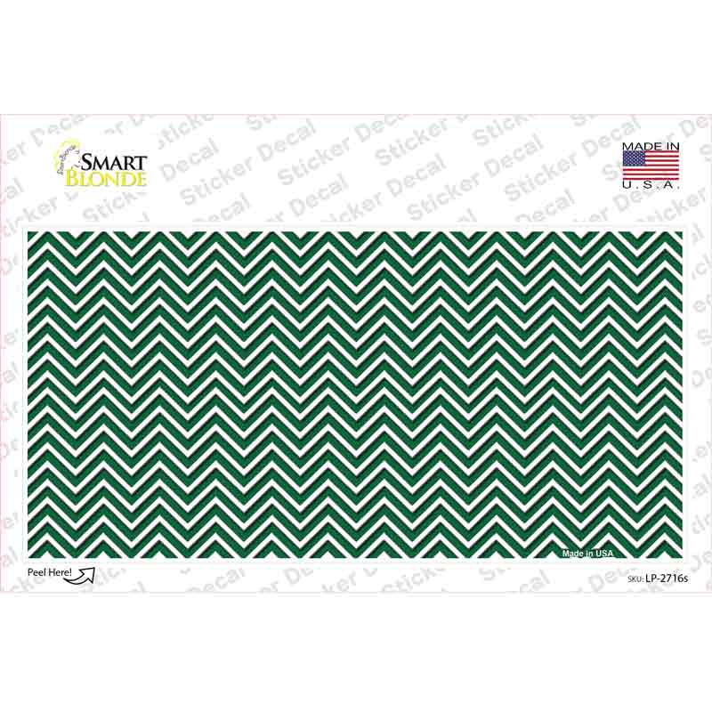 LP-2716s-M Green White Chevron Novelty Sticker Decal, Medium