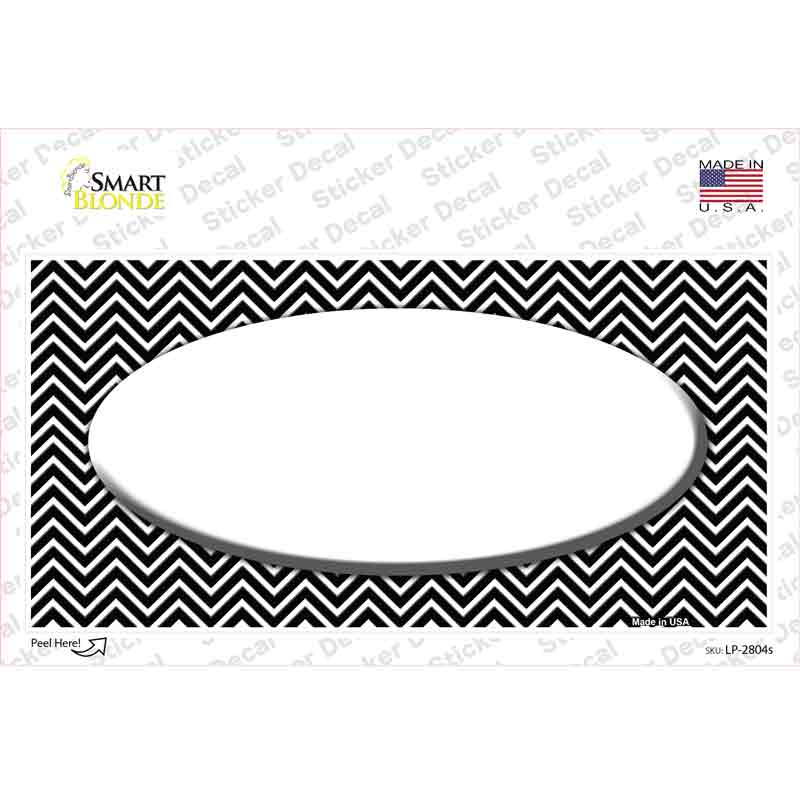 LP-2804s-M Black White Chevon Center Oval Novelty Sticker Decal, Medium