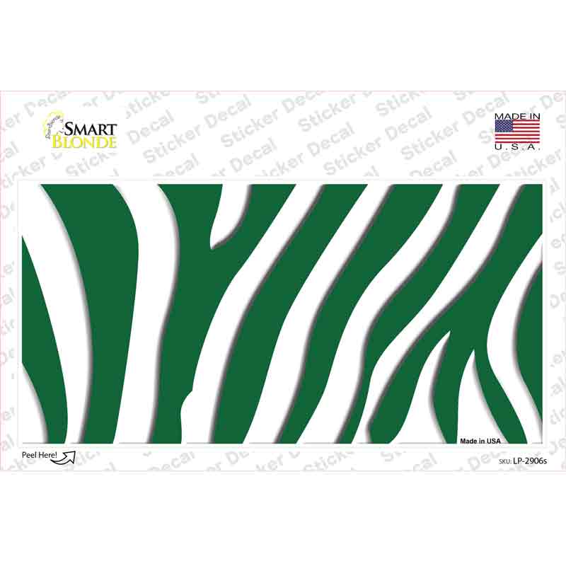 LP-2906s-M Green White Zebra Novelty Sticker Decal, Medium