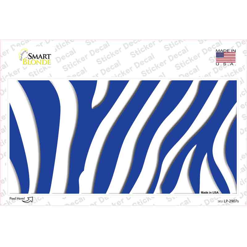 LP-2907s-M Blue White Zebra Novelty Sticker Decal, Medium