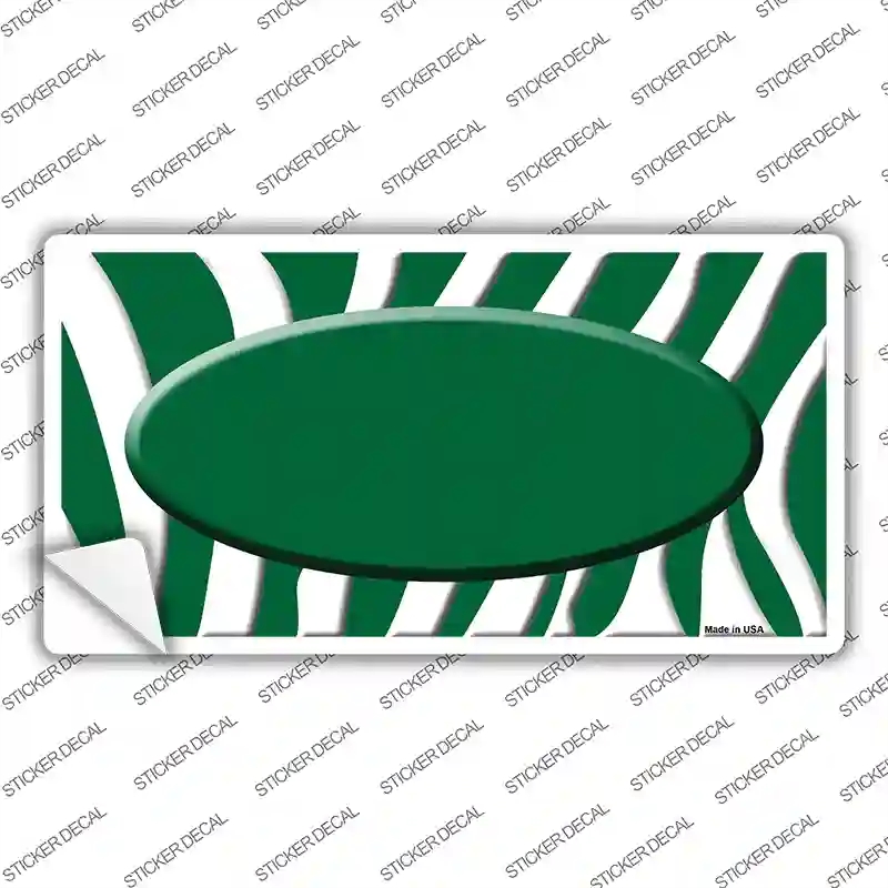 LP-2915s-S Green White Zebra Center Oval Novelty Sticker Decal, Small