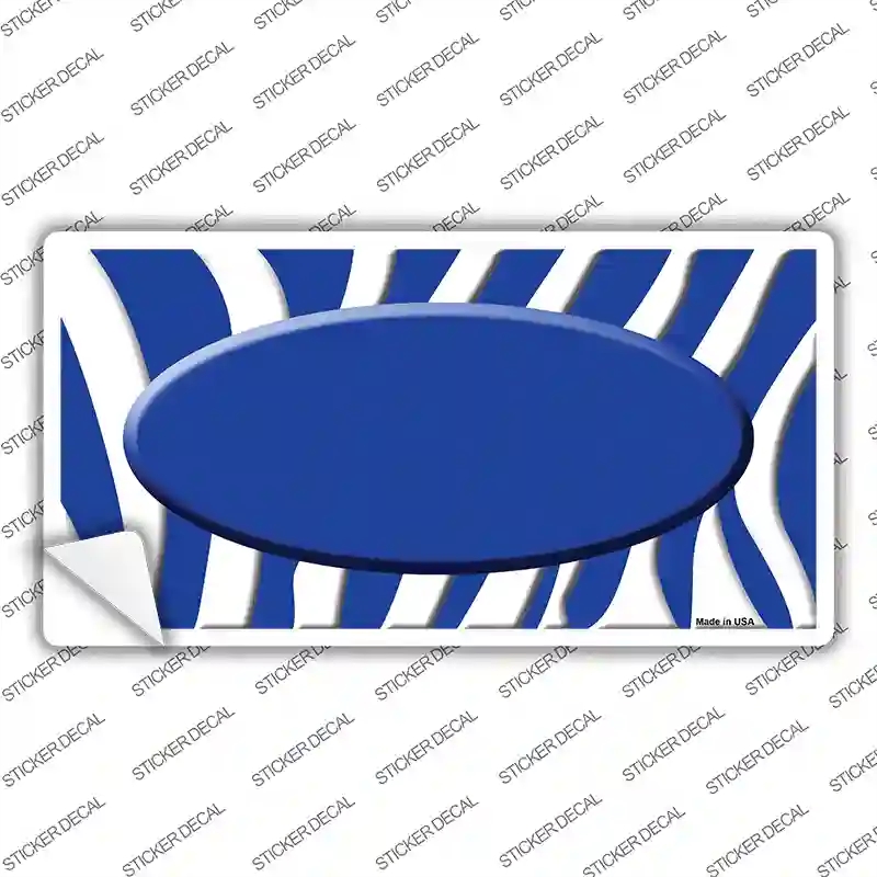 LP-2916s-L Blue White Zebra Center Oval Novelty Sticker Decal, Large