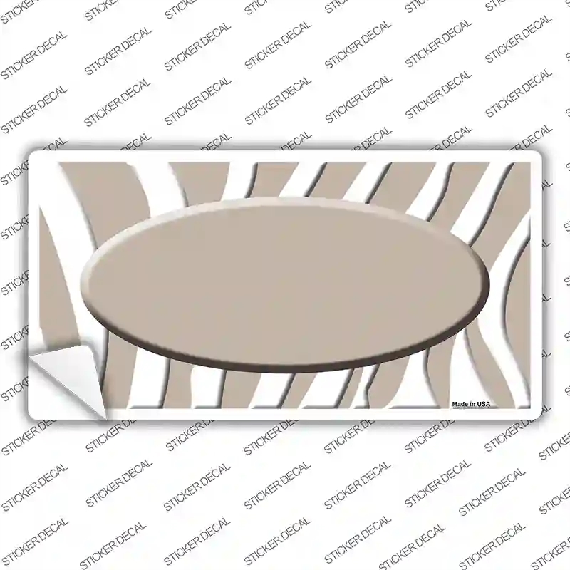 LP-2921s-L Tan White Zebra Center Oval Novelty Sticker Decal, Large