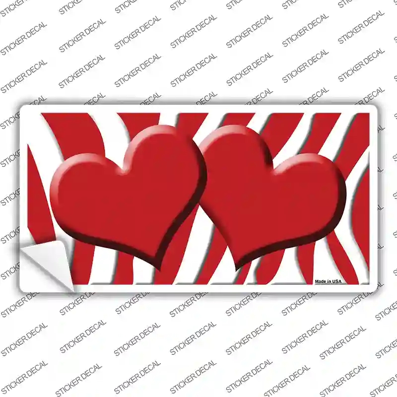 LP-2924s-S Red White Zebra Centered Hearts Novelty Sticker Decal, Small