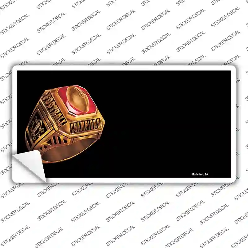 LP-3758s-S Football Champ Ring Offset Novelty Sticker Decal, Small