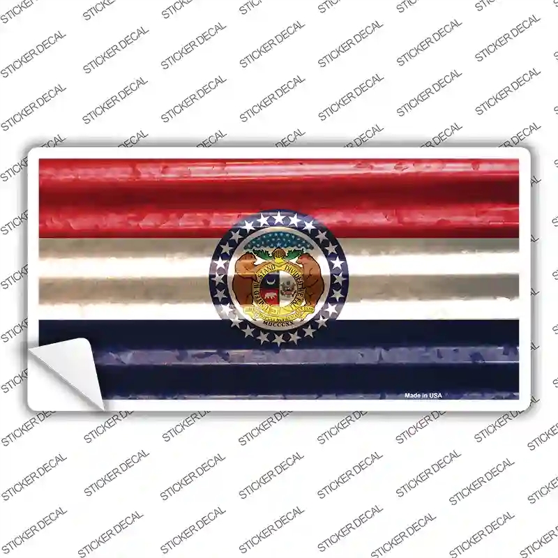 LP-11966s-S Missouri Corrugated Flag Novelty Sticker Decal, Small