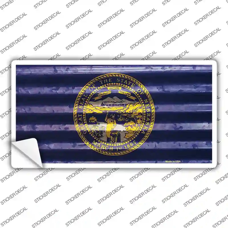 LP-11968s-S Nebraska Corrugated Flag Novelty Sticker Decal, Small
