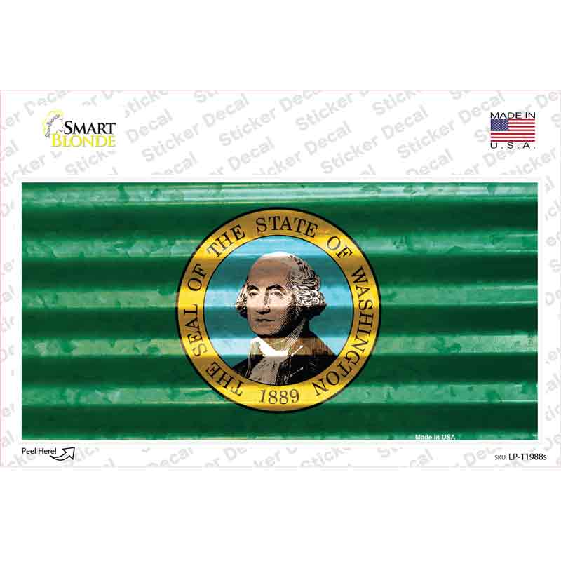 LP-11988s-M Washington Corrugated Flag Novelty Sticker Decal, Medium