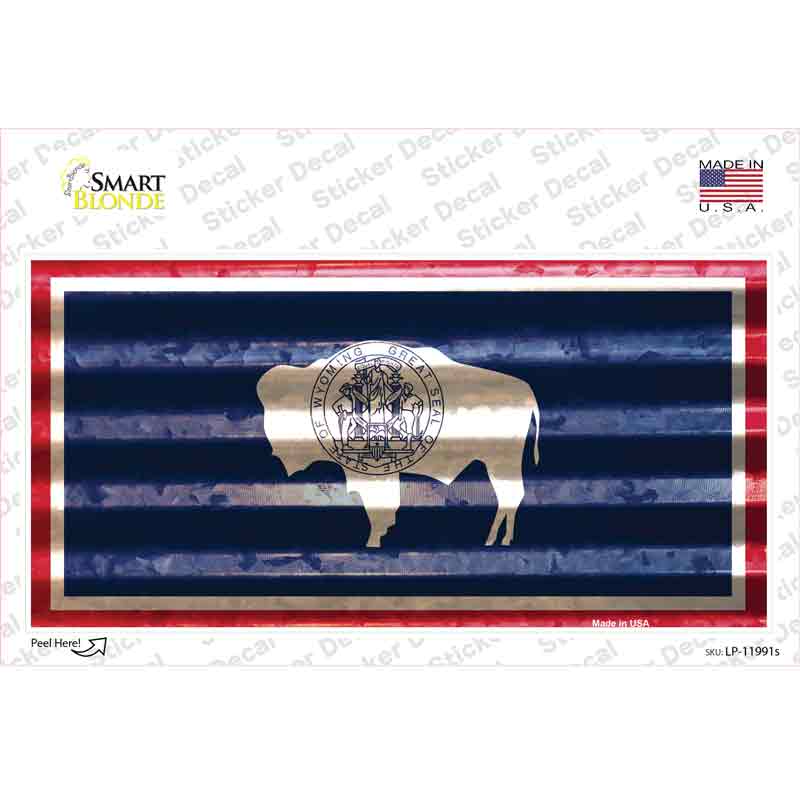 LP-11991s-M Wyoming Corrugated Flag Novelty Sticker Decal, Medium