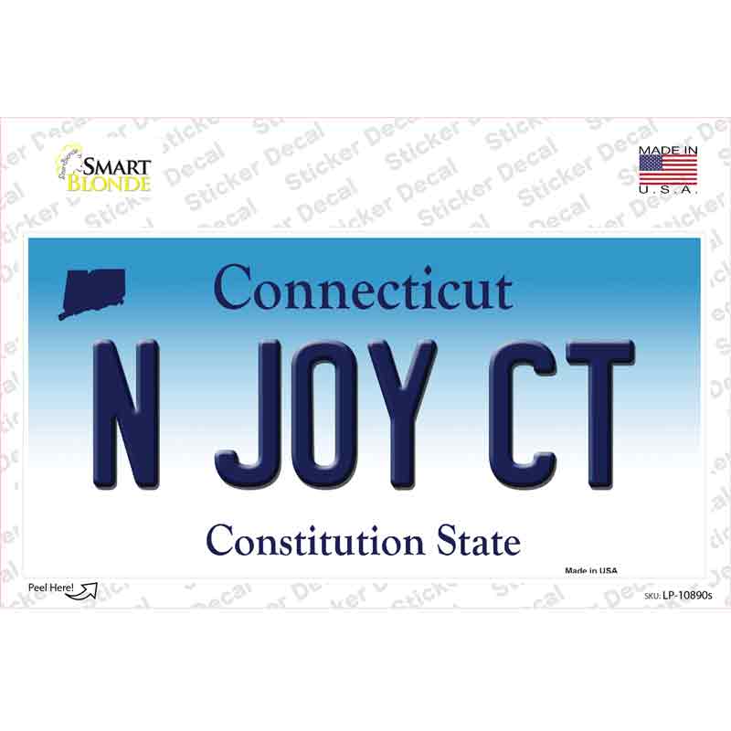 LP-10890s-M N Joy CT Connecticut Novelty Sticker Decal, Medium