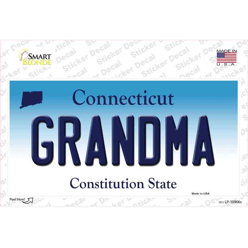 LP-10906s-M Grandma Connecticut Novelty Sticker Decal, Medium