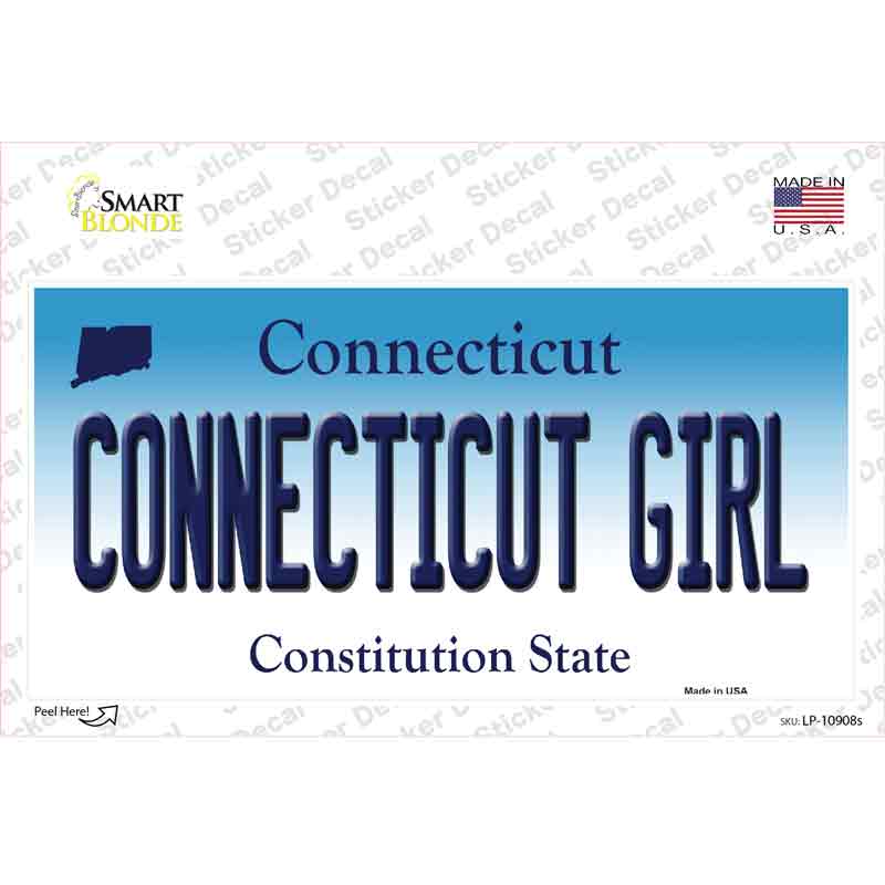 LP-10908s-M Connecticut Girl Novelty Sticker Decal, Medium