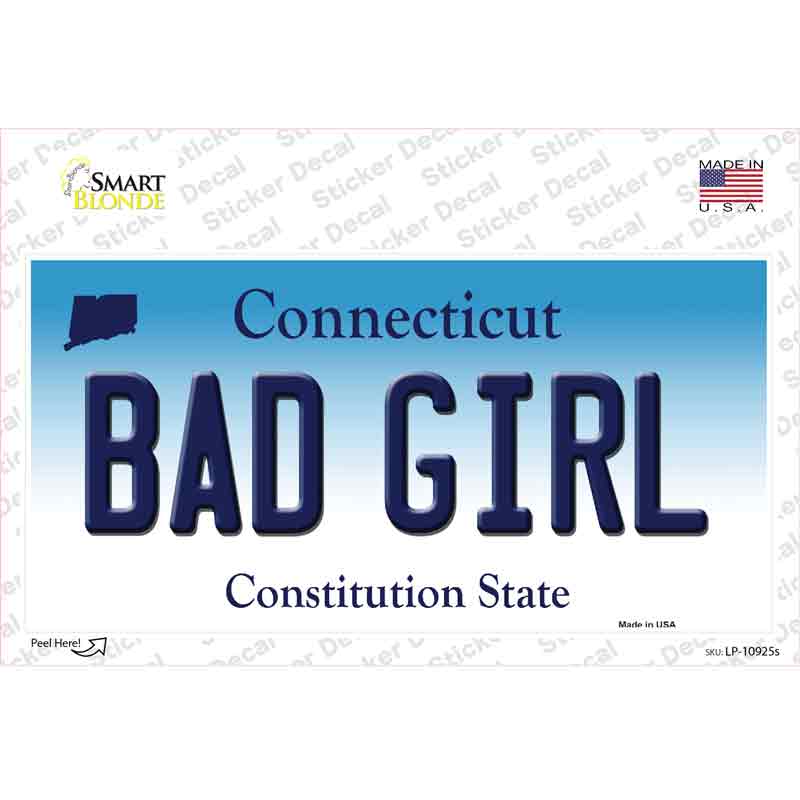 LP-10925s-M Bad Girl Connecticut Novelty Sticker Decal, Medium