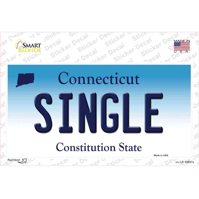 LP-10931s-M Single Connecticut Novelty Sticker Decal, Medium