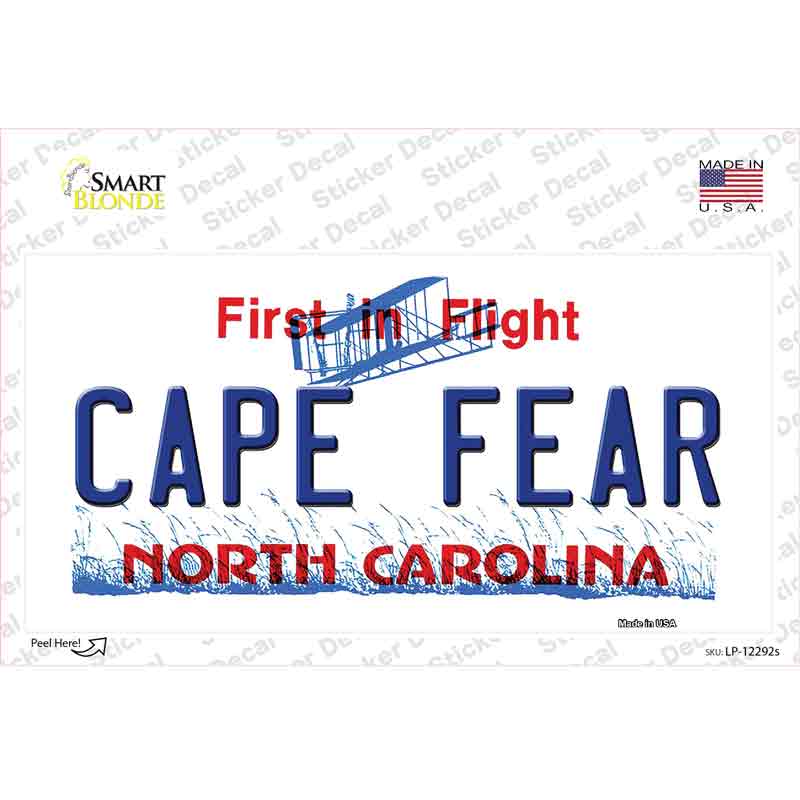 LP-12292s-M North Carolina Cape Fear Novelty Sticker Decal, Medium