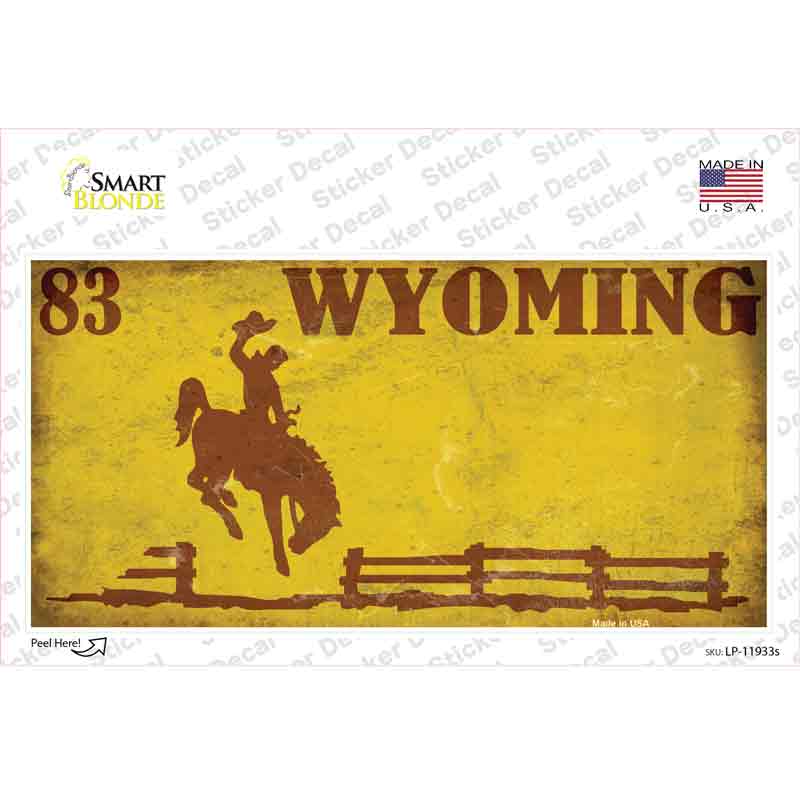LP-11933s-M Wyoming Yellow Rusty Novelty Sticker Decal, Medium