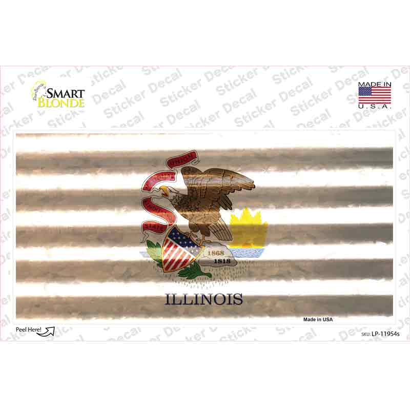 LP-11954s-M Illinois Corrugated Flag Novelty Sticker Decal, Medium