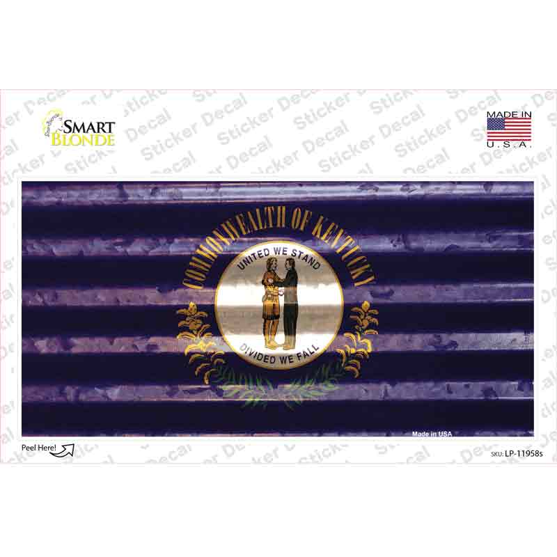 LP-11958s-M Kentucky Corrugated Flag Novelty Sticker Decal, Medium