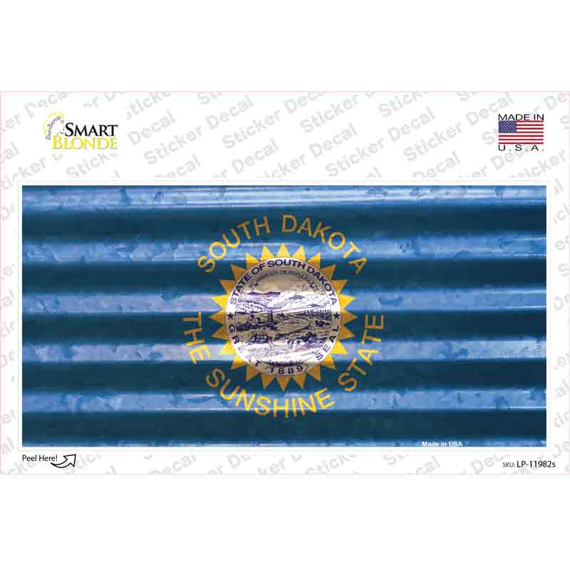 LP-11982s-M South Dakota Corrugated Flag Novelty Sticker Decal, Medium